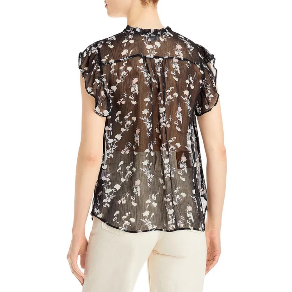 NWT CHENAULT | Sheer Tie-Nexk Blouse - Picture 2 of 2